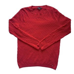 Tommy Hilfiger Cable Knit Cotton Sweater Red Size Large